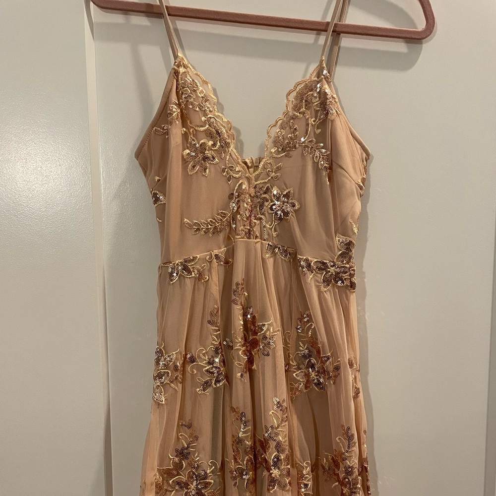 Hello Molly Rose Gold Sequin Embroidered Mini Dress